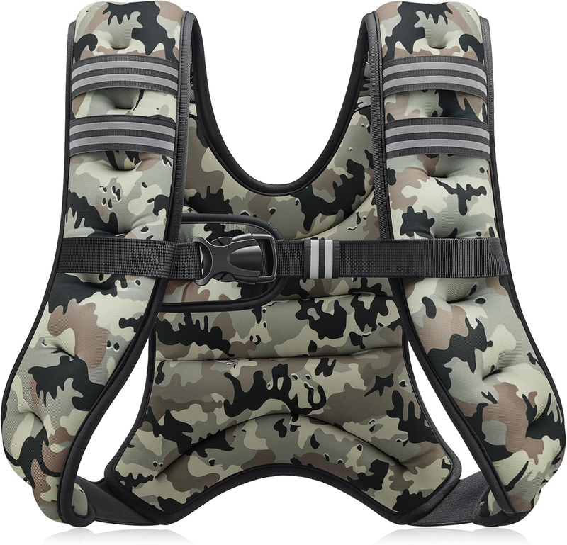 Weighted Vest 12Lb Reflective Stripe Workout Strength Training Fitness Camo10