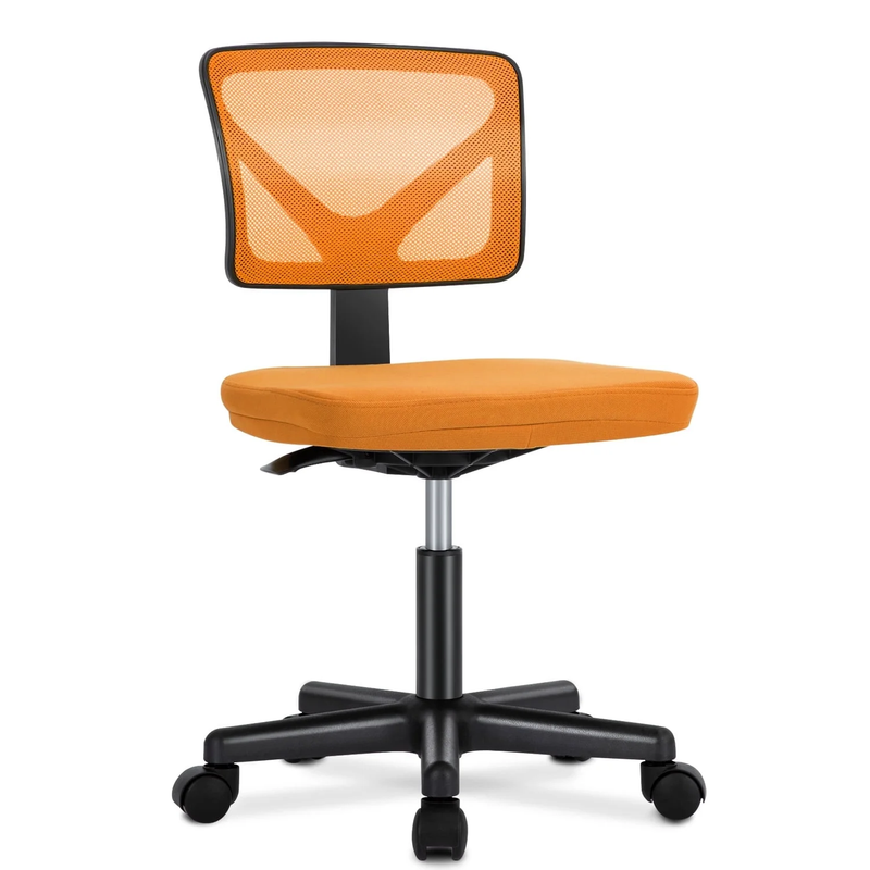 Home Office Desk Chair Armless Mesh Swivel Adjustable Low Back Orange10