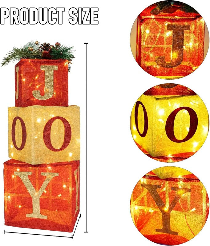 Set of 3 Christmas Lighted Gift Boxes 60 LED Pre-Lit Indoor Outdoor Decor1