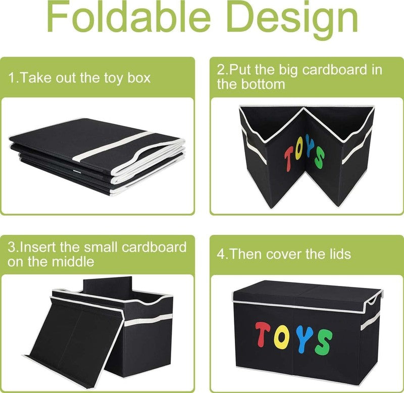 Toy Box Chest Collapsible Kids Storage Bins Extra Large Organizer Black6