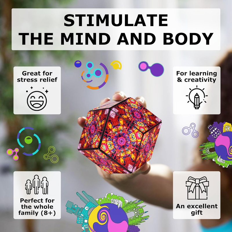 Sensory Fidget Cube Stress Relief Shape Shifting Toy 100+ Shapes Kids Adults2