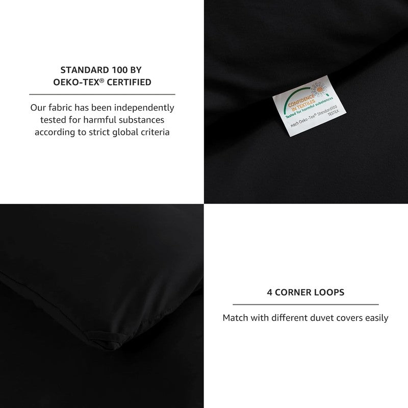 Queen Comforter Set Black, 3 Pieces Solid Queen Comforter Breathable Quilted Sty4