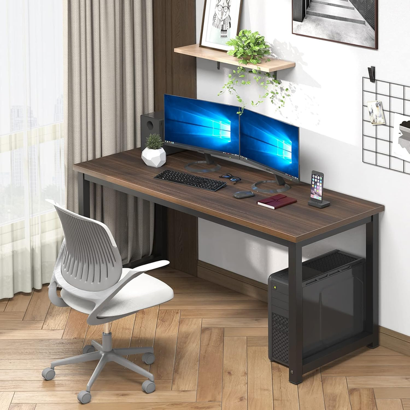 63'' Large Office Desk 2 Person Computer Table Wide Writing Desk Black/Chocolate2