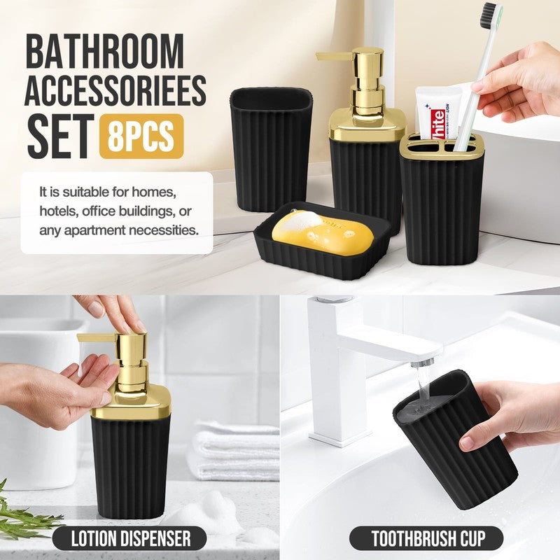 19 Pcs Black Bathroom Accessories Sets with Shower Curtain, Specially Designed f1