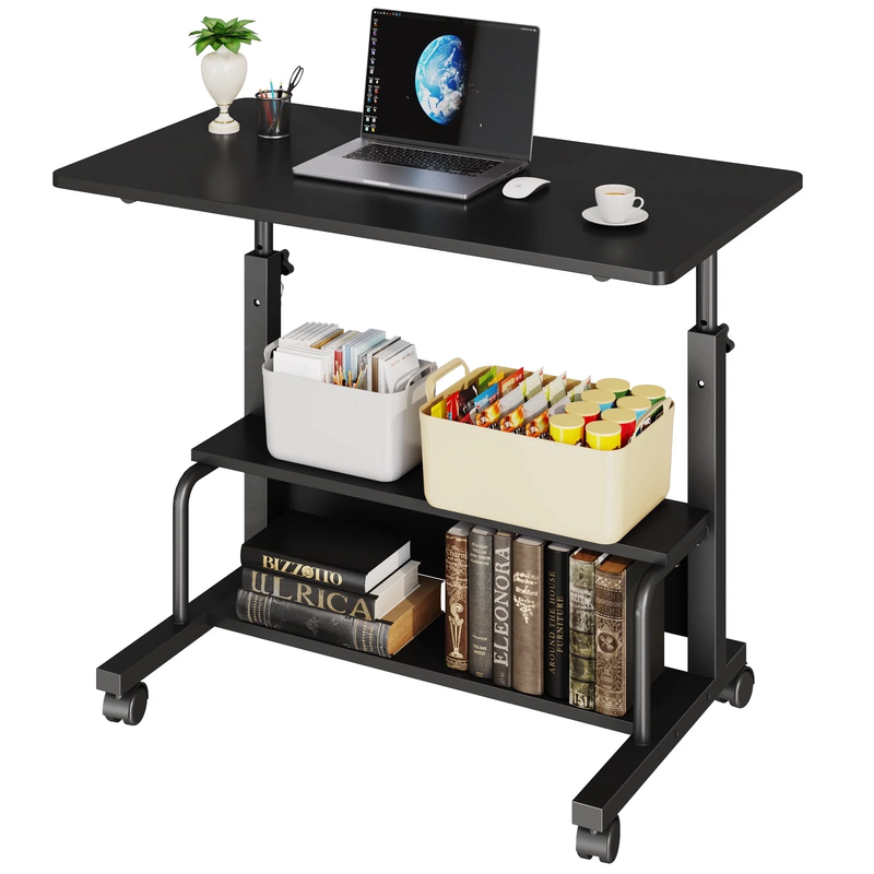 Height Adjustable Desk Standing Desk Small Desk for Small Spaces, Mobile Rolling9