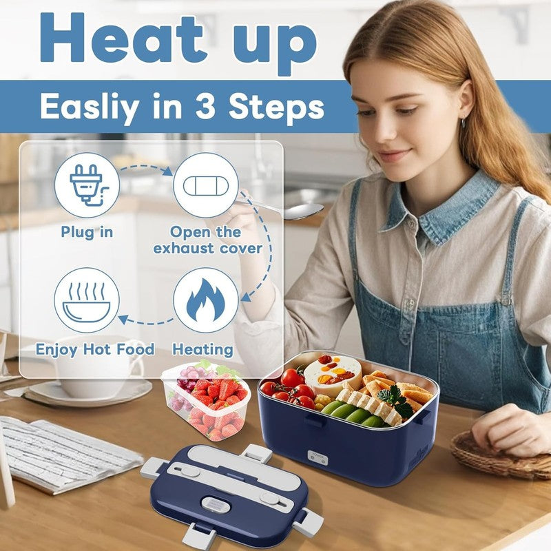 Electric Lunch Box 100W 1.8L Heated Food Warmer Portable 12/24V 110 230V4