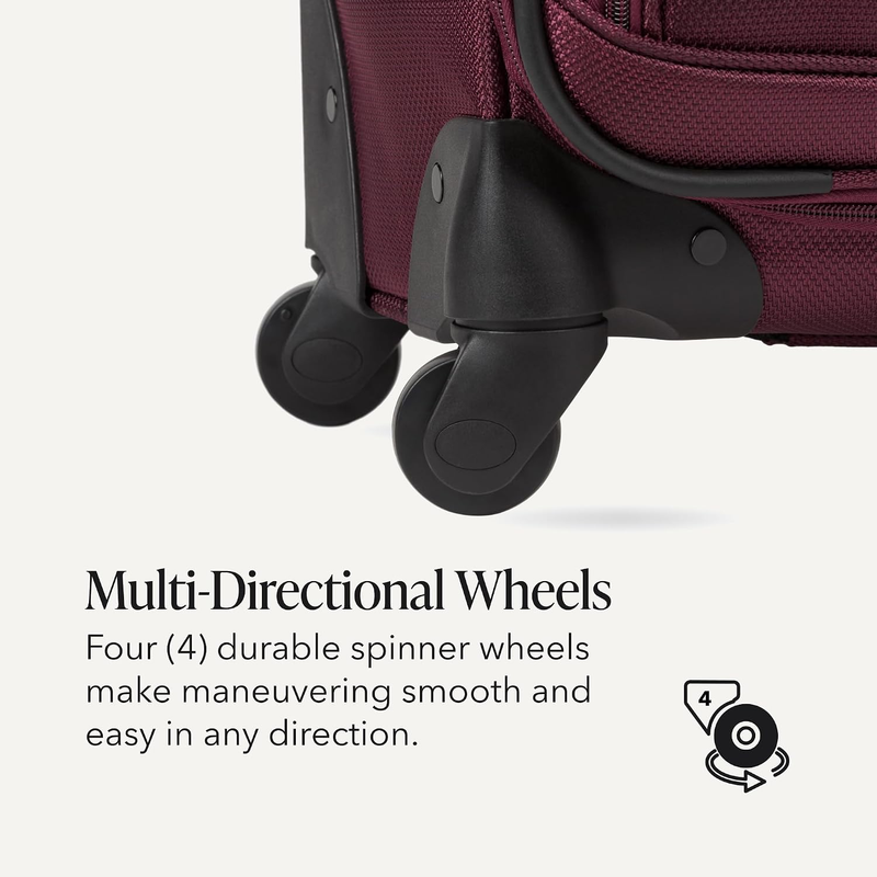 Large Softside Expandable Spinner Luggage Lightweight Travel Suitcase Merlot5