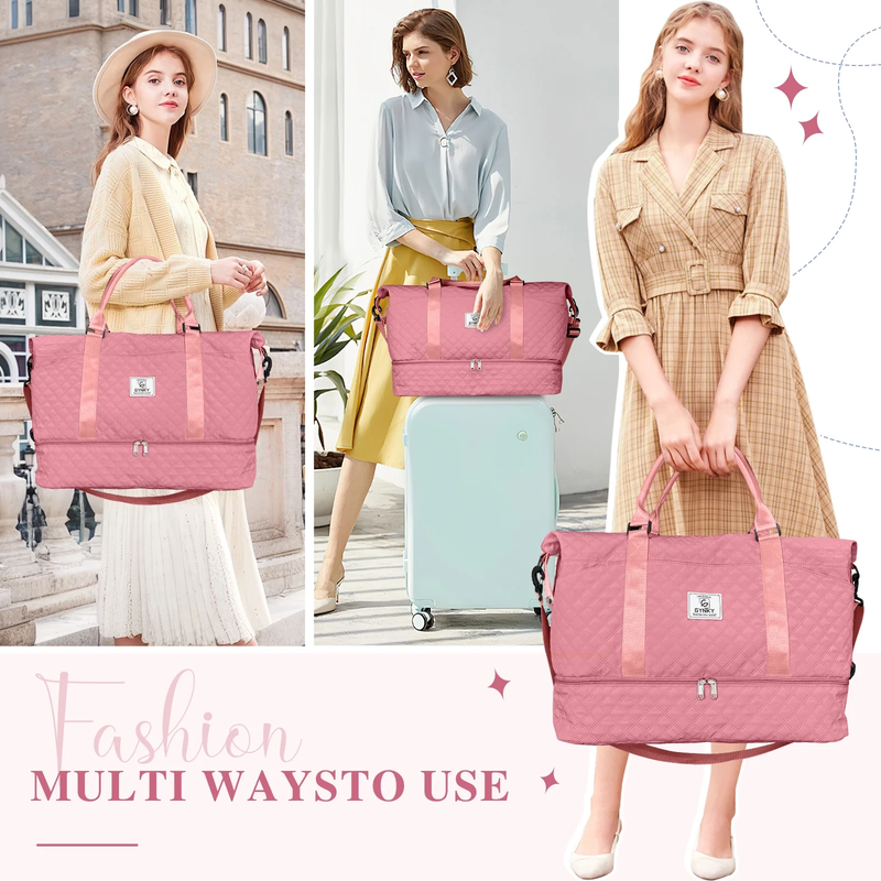 Travel Duffle Bag Weekender Bags for Women with Shoe Compartment Carry on Overni1