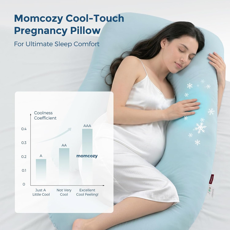 57in U Shaped Pregnancy Pillow Cooling Cover Full Body Mist Blue1
