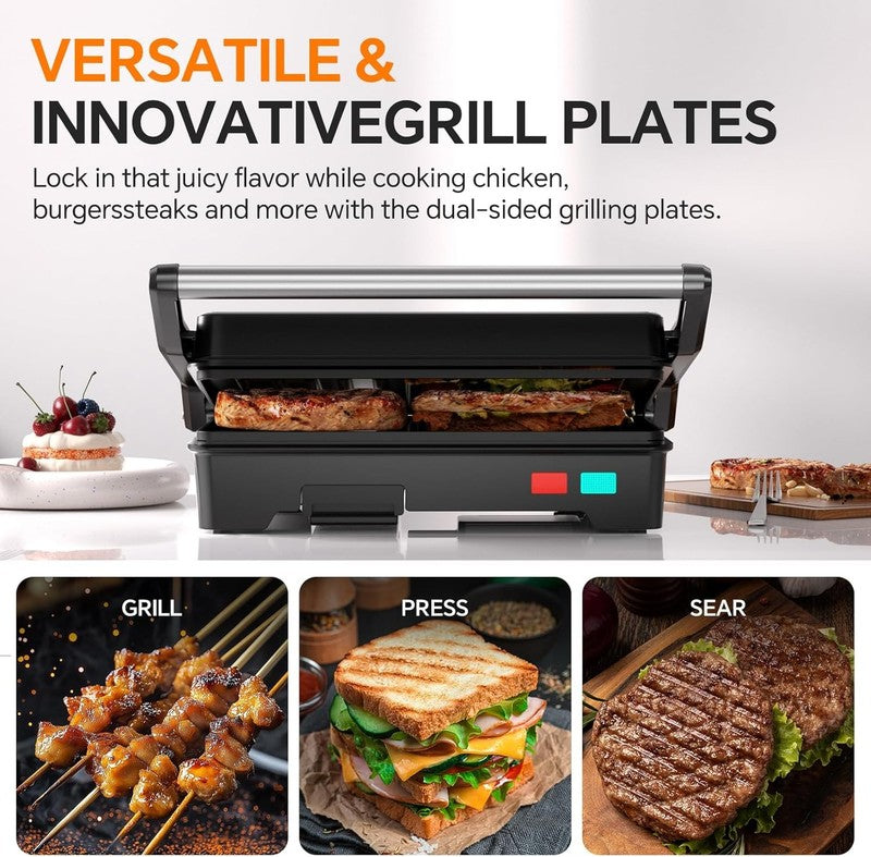 Panini Press Grill 1000W 3-in-1 Sandwich Maker Nonstick Stainless Steel4