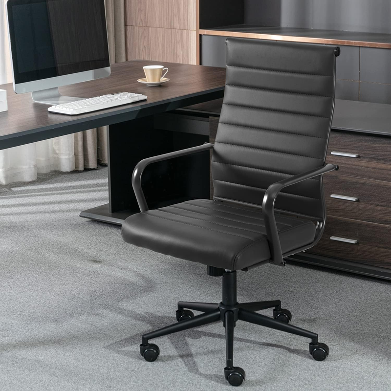 Black Executive Office Chair Ergonomic Leather Swivel Adjustable1