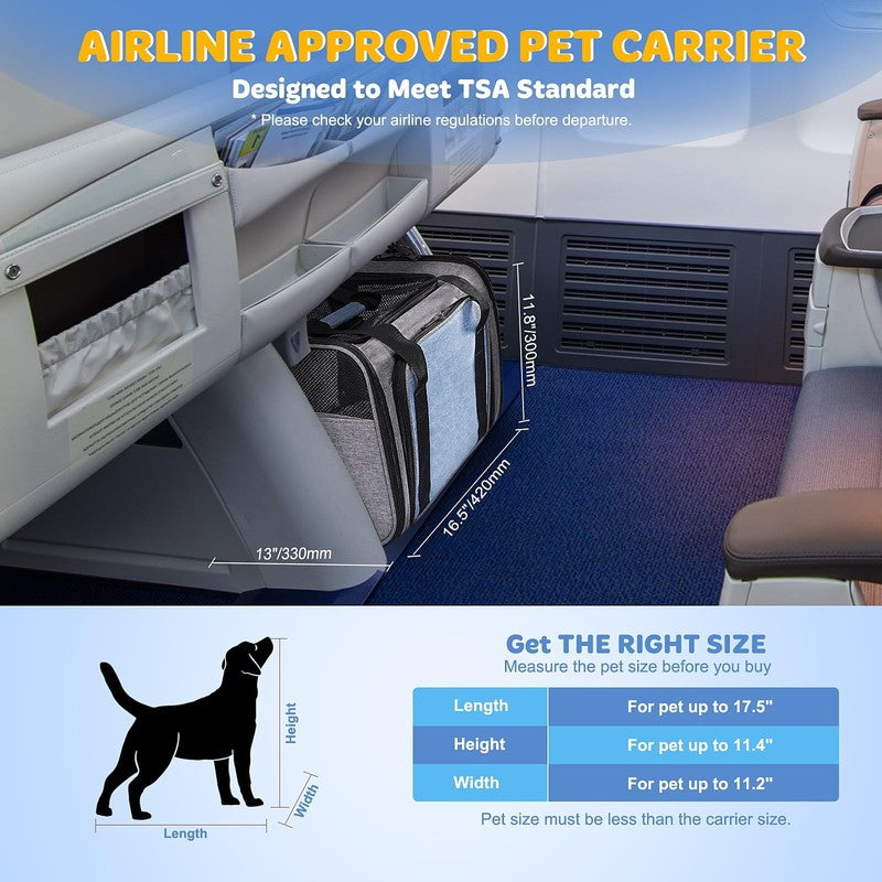 Rolling Pet Carrier with Wheels, Expandable Pet Carrier for Small Dogs Cats unde5