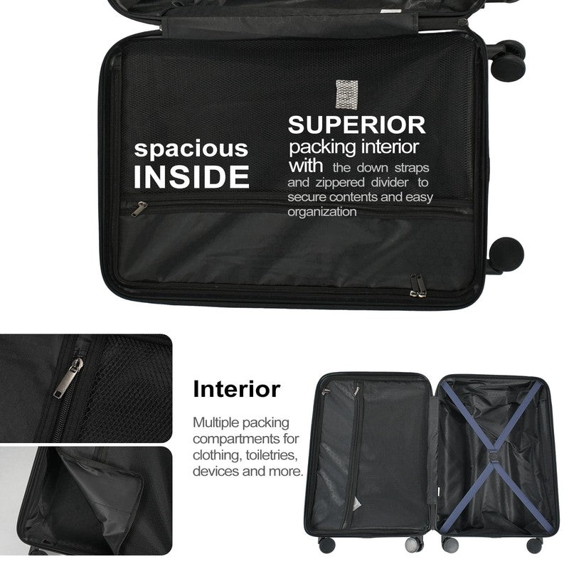 3Pc Hardside Luggage Set TSA Lock Spinner Wheels 20 24 28in Navy Blue1