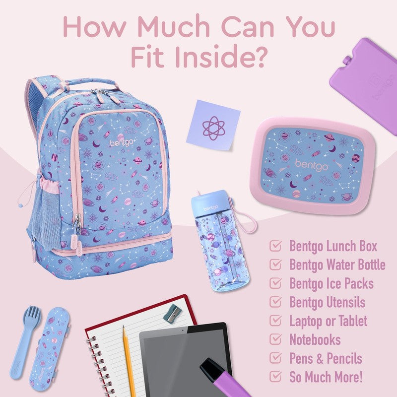 Kids Prints 2 In 1 Backpack & Insulated Lunch Bag   Lavender Purple Galaxy3