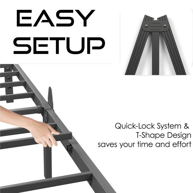12” Queen Metal Platform Bed Frame Heavy Duty Mattress Foundation, No Box Spring2
