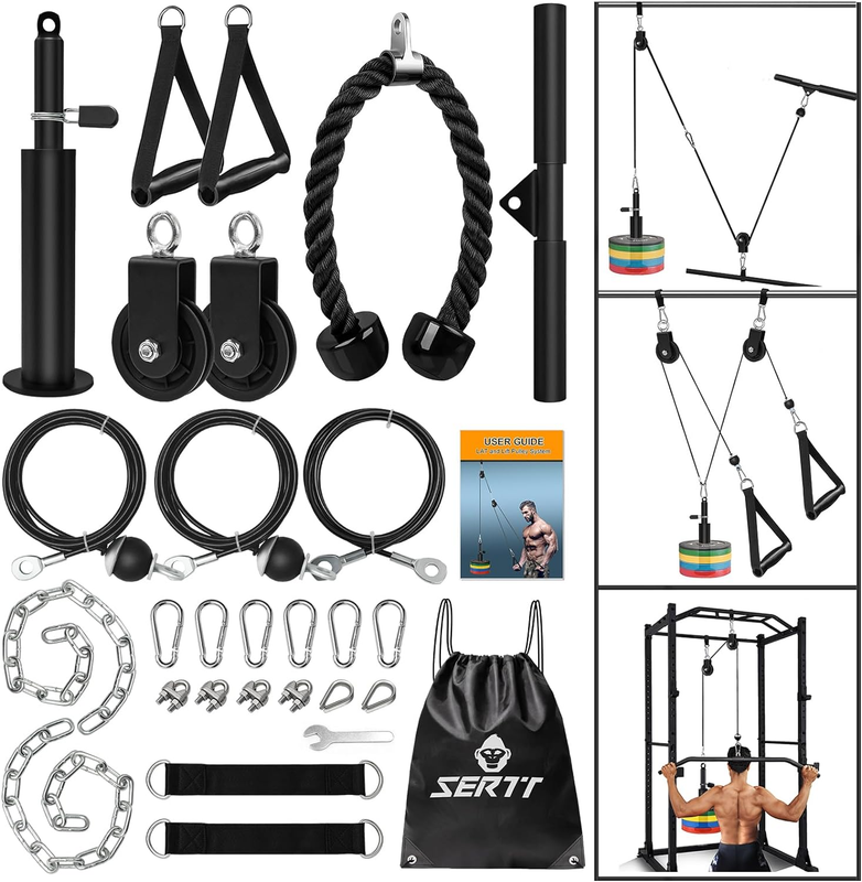 Weight Cable Pulley System Home Gym LAT Pulldown Biceps Triceps Arms8