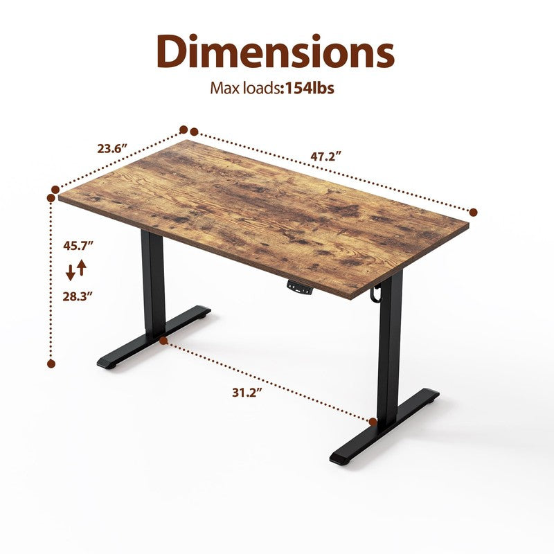 47.2in Electric Standing Desk Height Adjustable Ergonomic Rustic Brown4
