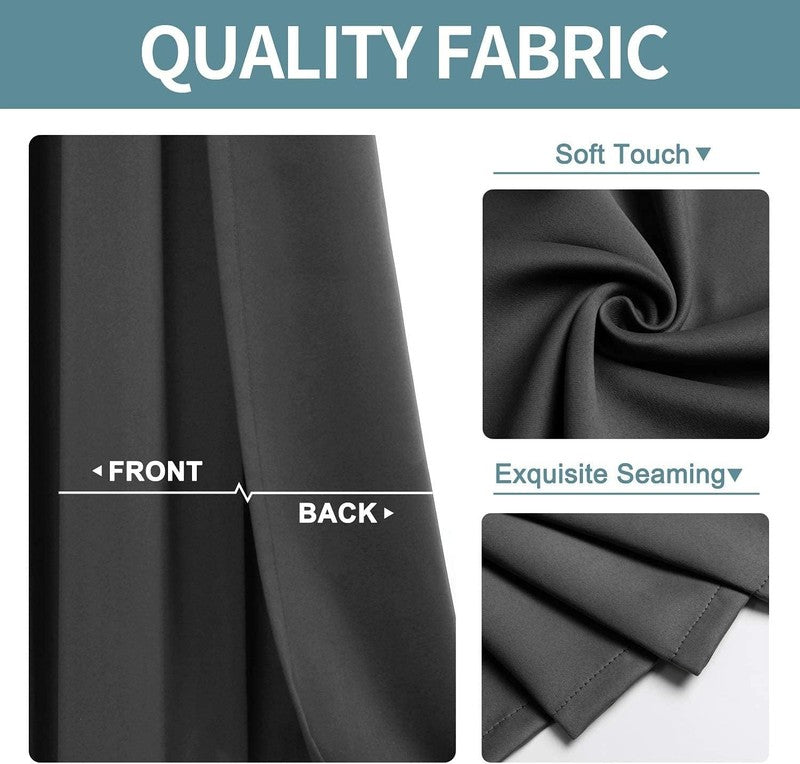 Thermal Insulated Blackout Curtains - 2 Panel Set, Dark Grey, 42x63 Inch3