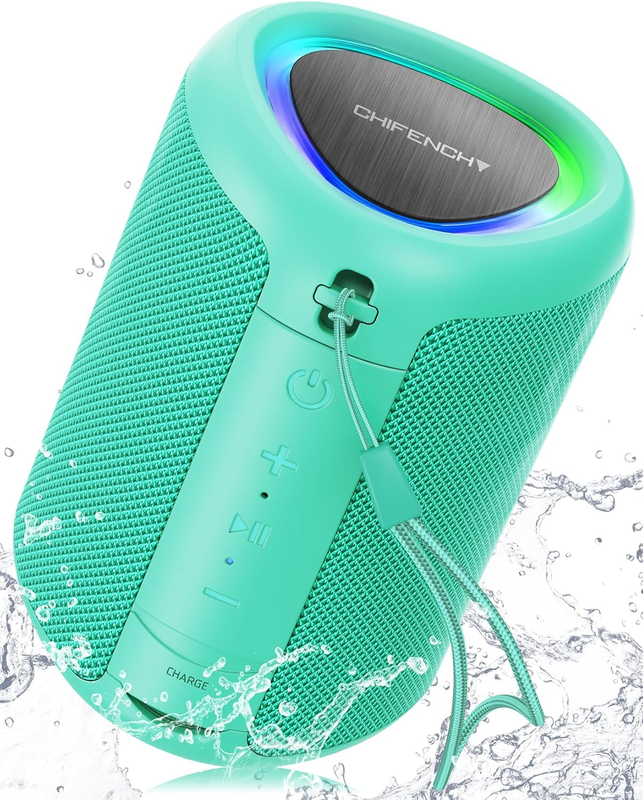 Portable Bluetooth Speaker with Lights, IPX5, Clear Sound, All Day Play, TWS8
