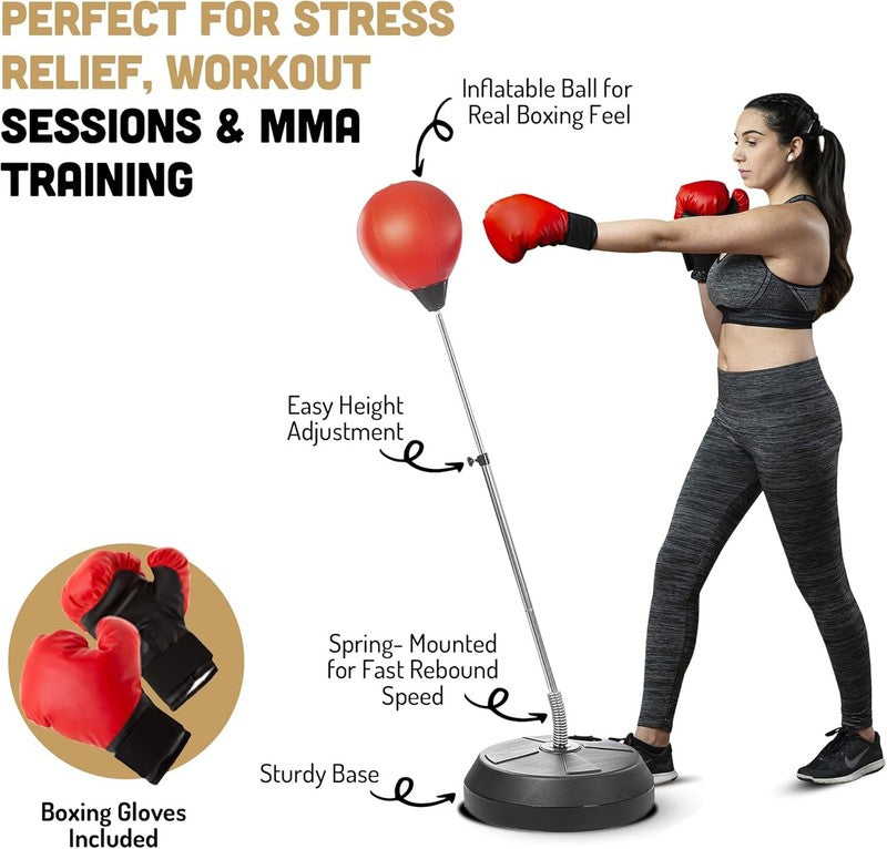 Techtools Adjustable Punching Bag w Stand Speed Bag for Teens & Adults2