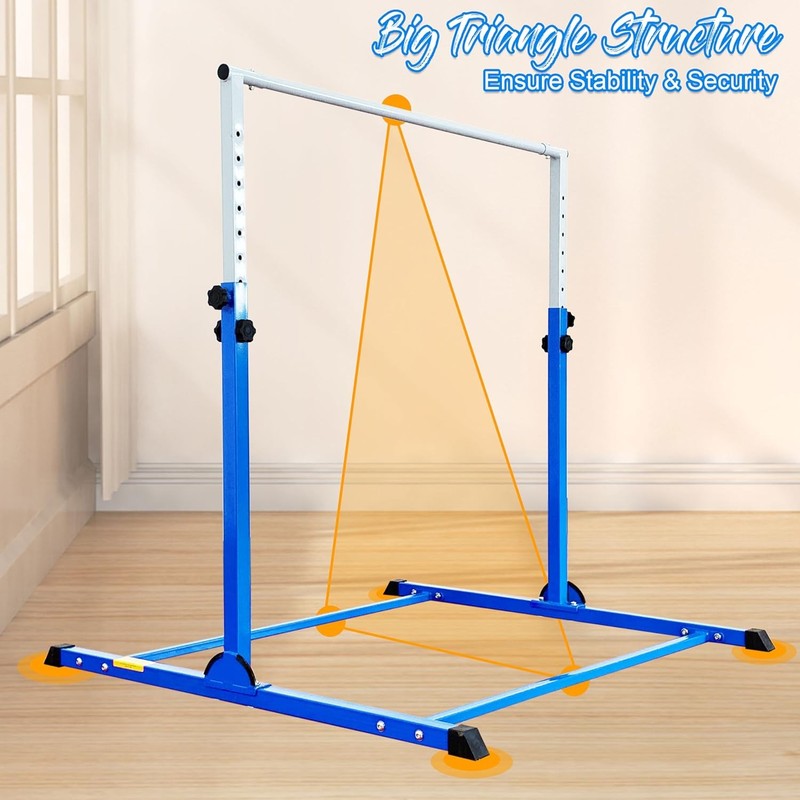 Kids Gymnastic Bar 4FT Wide 5FT Adjustable Kip Bar 350lb Home & Club Use4
