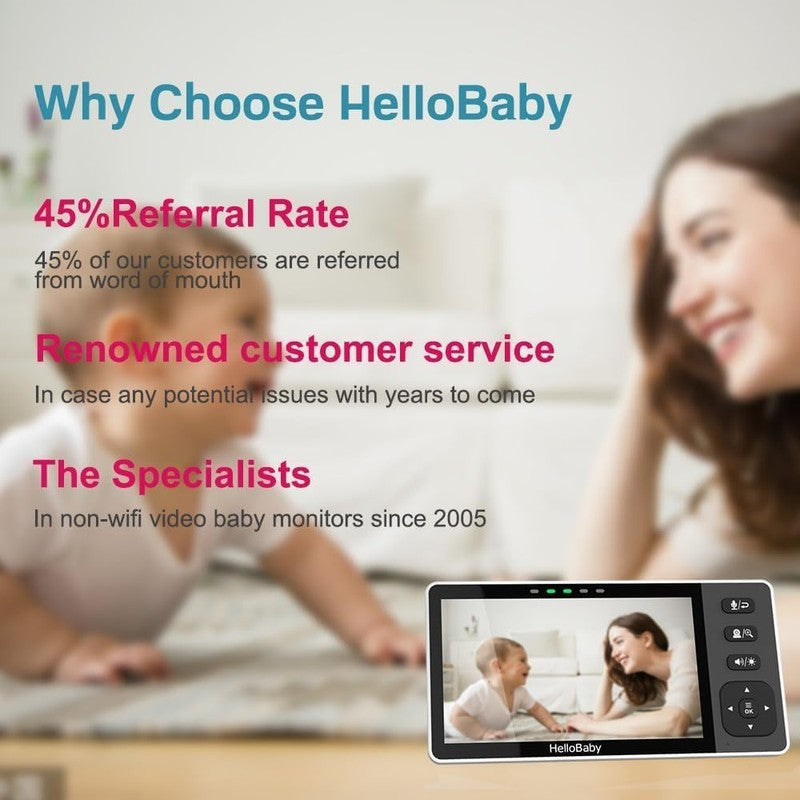 720P HD Baby Monitor with Camera, Audio, Night Light & 1000Ft Range6