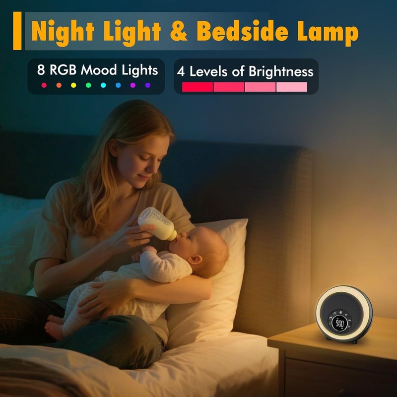 Bluetooth Speaker Alarm Clock, Night Light, White Noise, RGB, Touch Lamp4