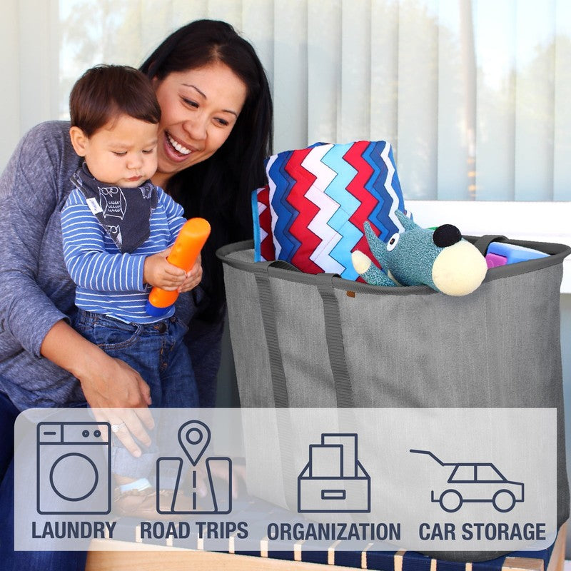 Collapsible Fabric Laundry Hamper LUXE, Gray4
