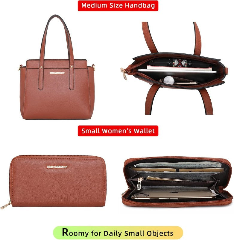 3PCS Purses for Women Tote Bag and Wallet Set Shoulder Satchel Handbags3