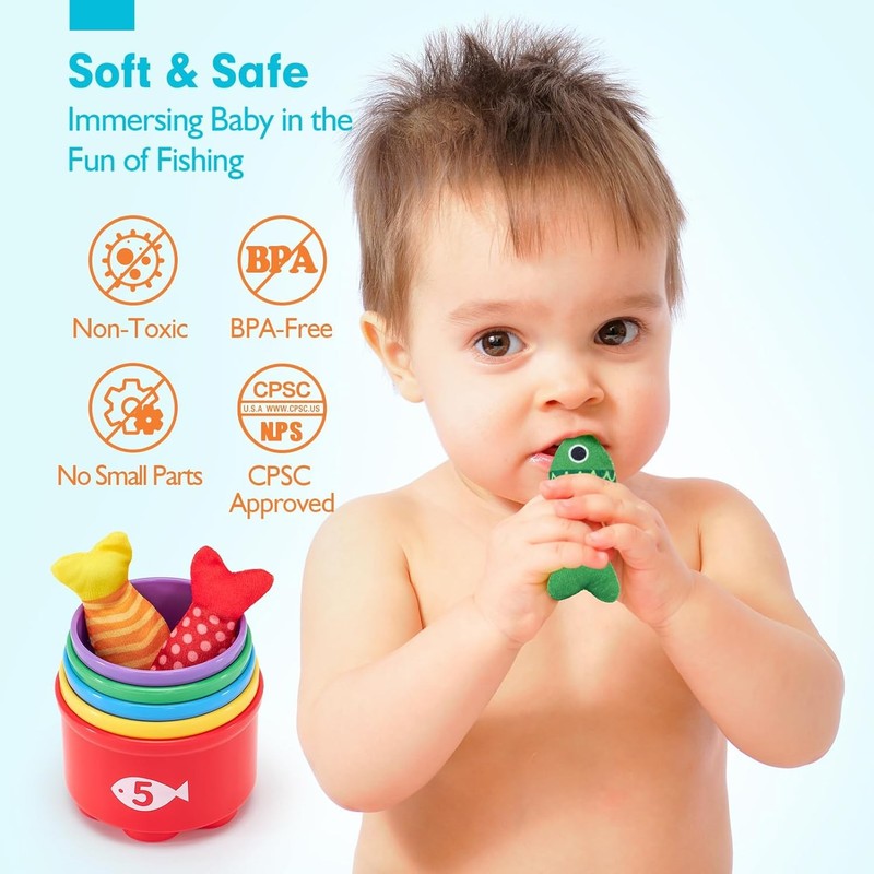 Montessori Toddler Toy 10-in-1 Fishing Game Stacking Cups Learning4