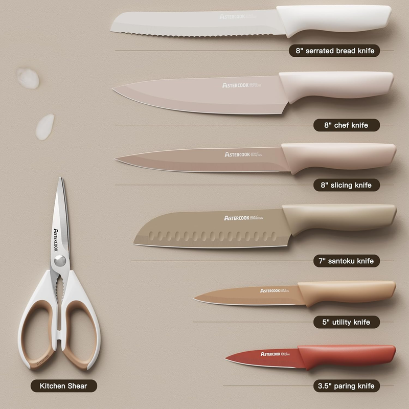 Knife Set, 13 Pieces Kitchen Knives Set with Healthy Anti Rust Coating, Dishwash4