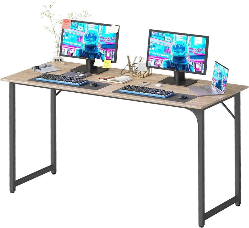 55 Inch Nature Computer Desk with Metal Frame, Adjustable Feet,Pack of 16