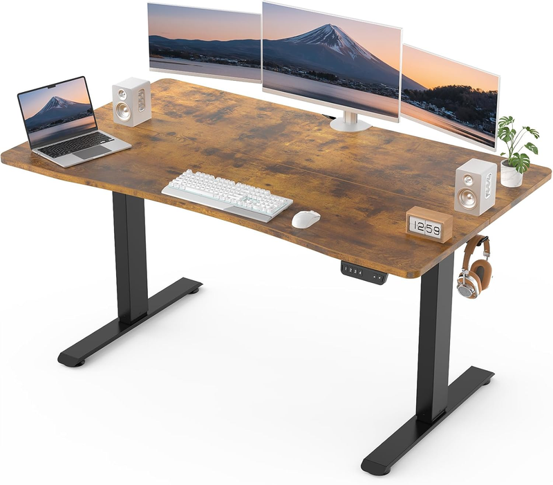 55x28 Electric Standing Desk Adjustable Height Sit Stand Home Office Brown7