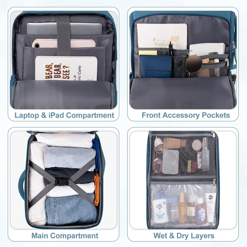 Travel Laptop Backpack Carry On Personal Item 16in Waterproof Daypack7