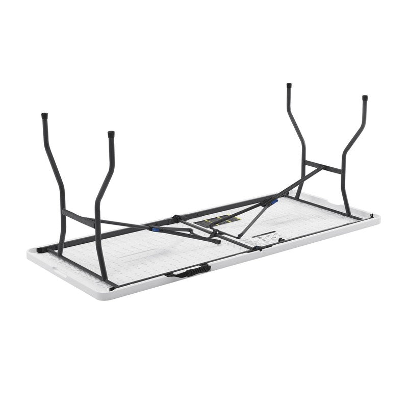 White 6 Foot Fold in Half Plastic Table Indoor Outdoor Scratch Resistant Carry H6