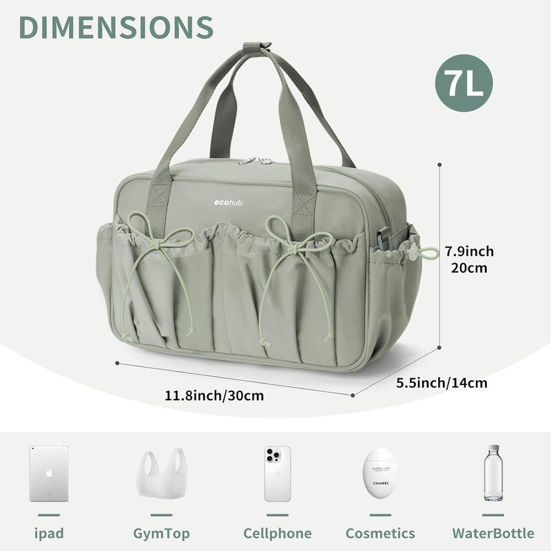 Small Gym Bag Women Mini Duffle Wet Compartment Bowknot Yoga Tote Green4