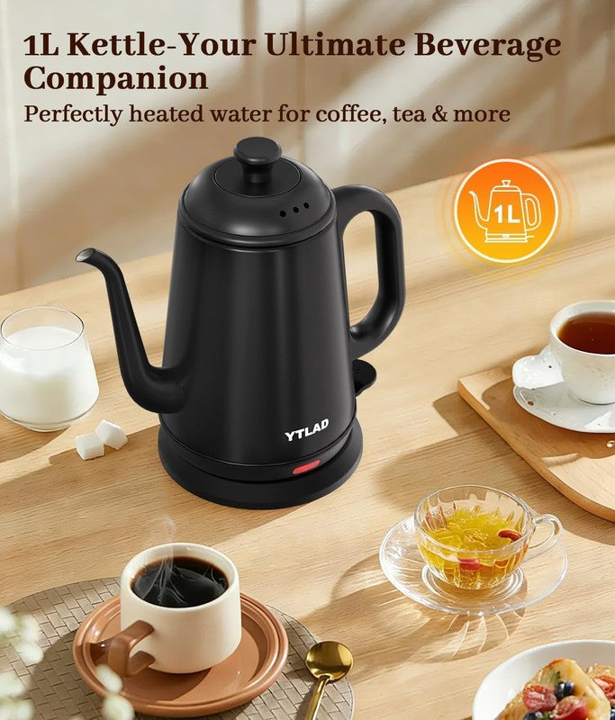 Gooseneck Electric Kettle 1L 1000W Fast Boil Pour Over Coffee Tea Black3