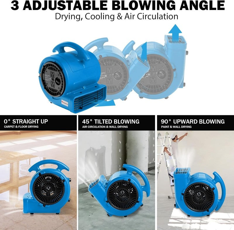 1/5Hp Air Mover 800Cfm Blower Fan Carpet Floor Drying Fan - 3-Speed Compact Air 3