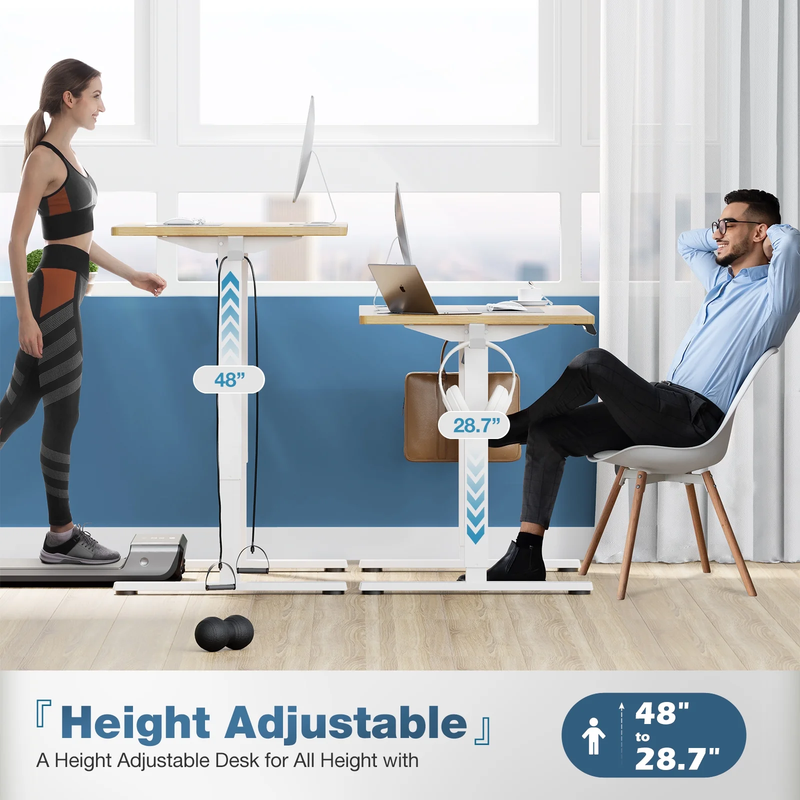 48x24in Electric Height Adjustable Standing Desk Ergonomic Memory Natural3