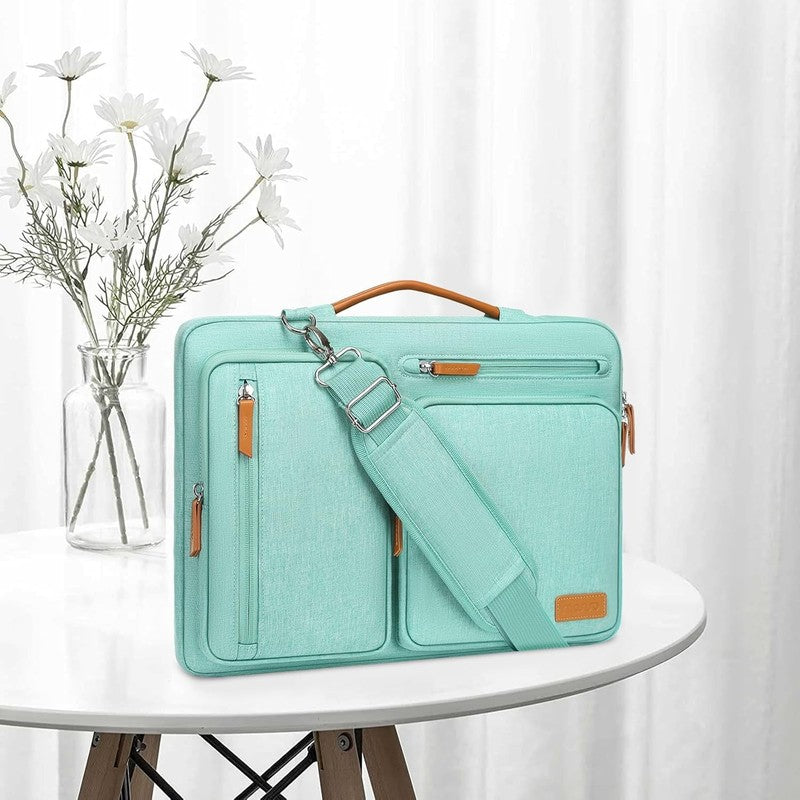 15.6 Inch Laptop Shoulder Bag 360 Protective Messenger 4 Zipper Pockets2
