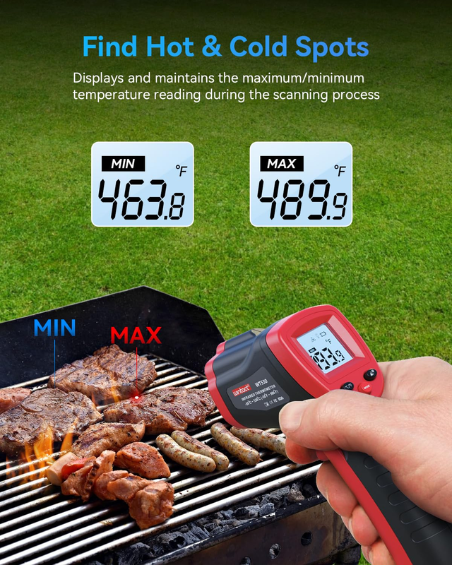 Infrared Thermometer Temperature Gun  58℉ to 1094℉, Digital IR Heat Surface Temp3