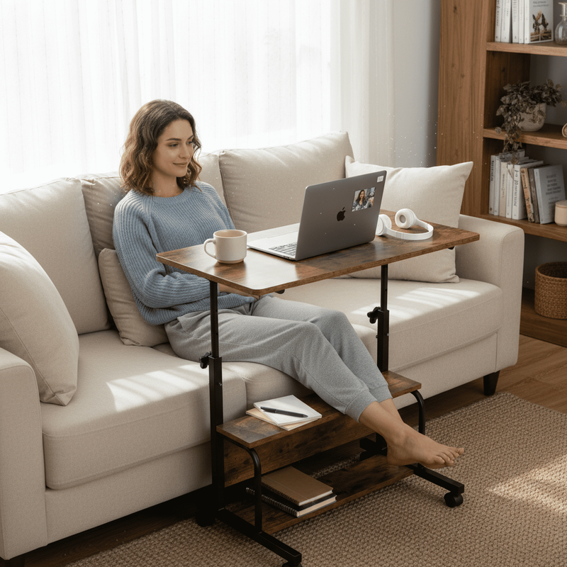 Height Adjustable Desk Standing Desk Small Desk for Small Spaces, Mobile Rolling2