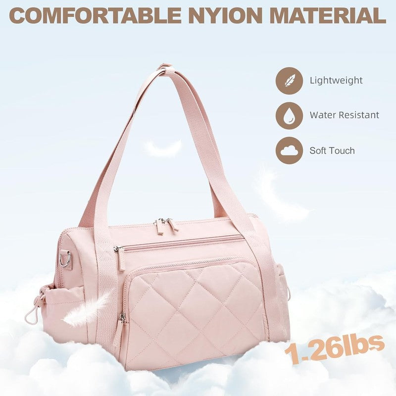Gym Bag Women Duffle Weekender Travel Tote Wet Pocket Sports Dance Pink5