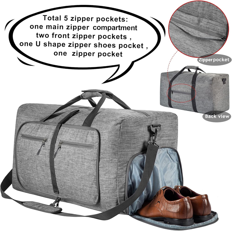 65L 85L 115L Foldable Travel Duffle Bag Weekender Luggage Shoe Compartment2