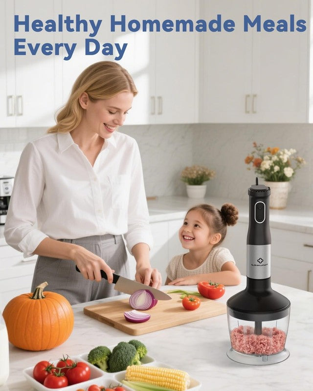 7-In-1 Immersion Blender, 800W Hand Blender with 20 Speeds and Turbo, Scratch-Re7