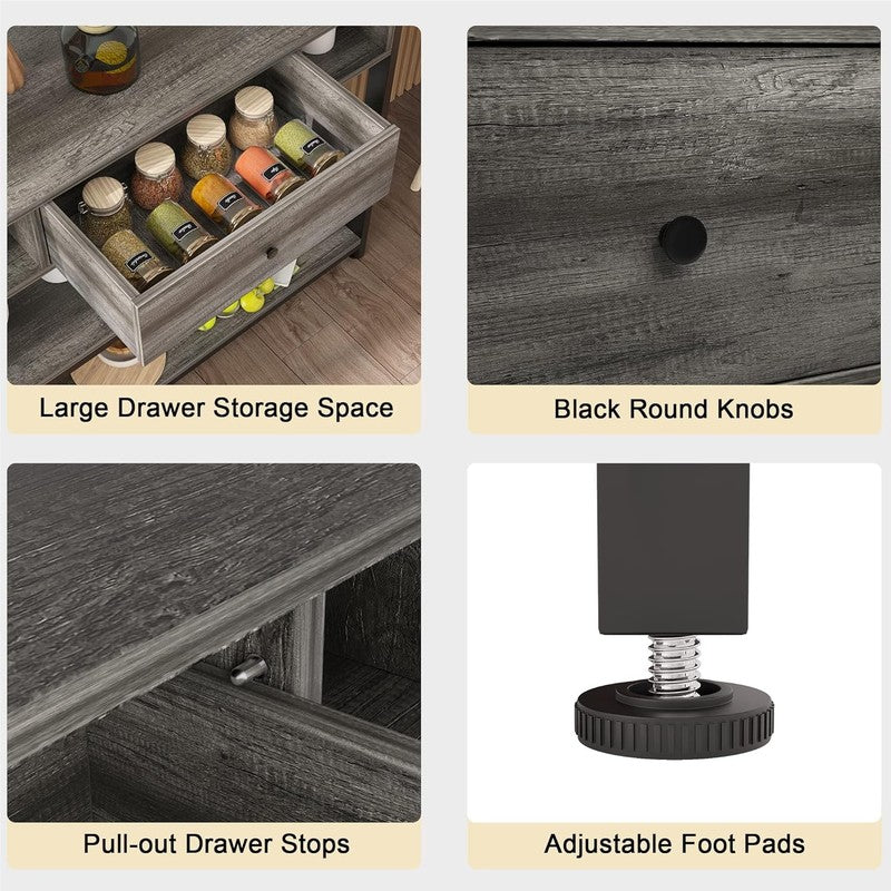 47'' Console Sofa Table Grey Oak Industrial Entryway Table with Drawer Storage6