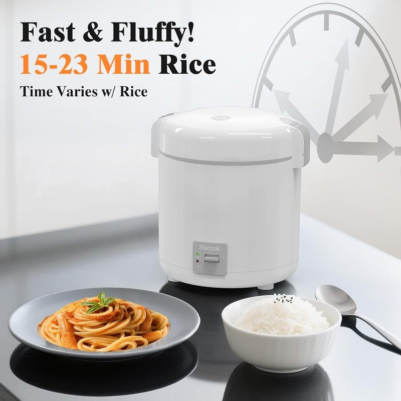 Mini Rice Cooker 1 1.5 Cups, Nonstick Pot, One Touch & Keep Warm, White Cooker3