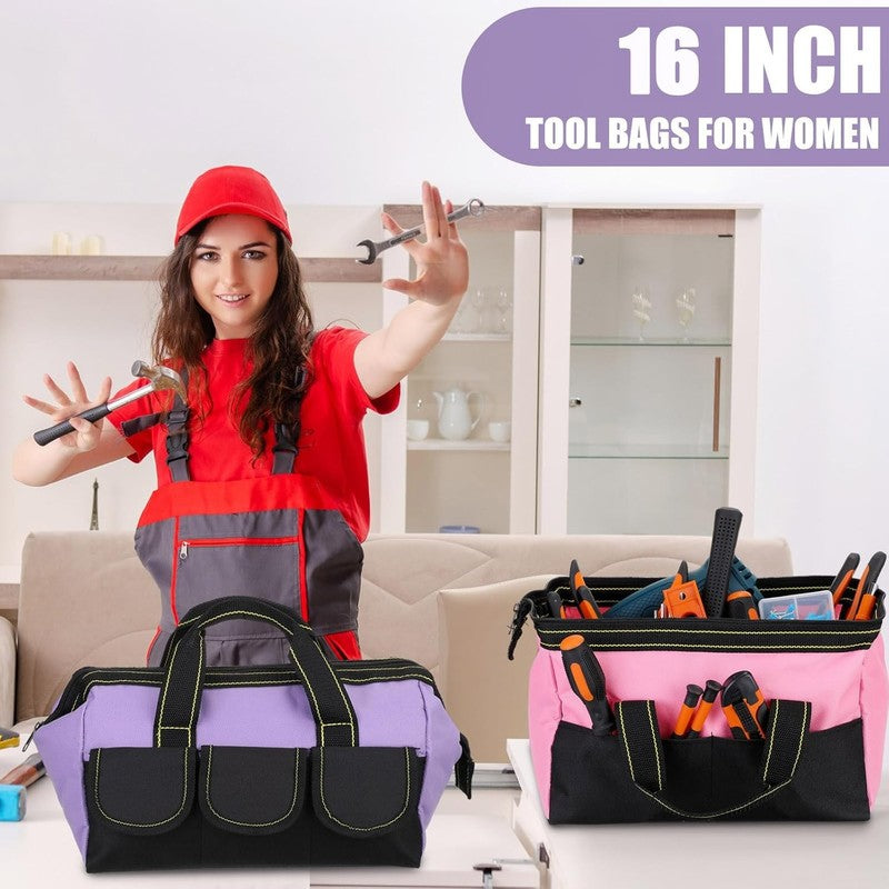3 Pack Tool Bag 16" Waterproof Hard Bottom Heavy Duty Electrician Tote5