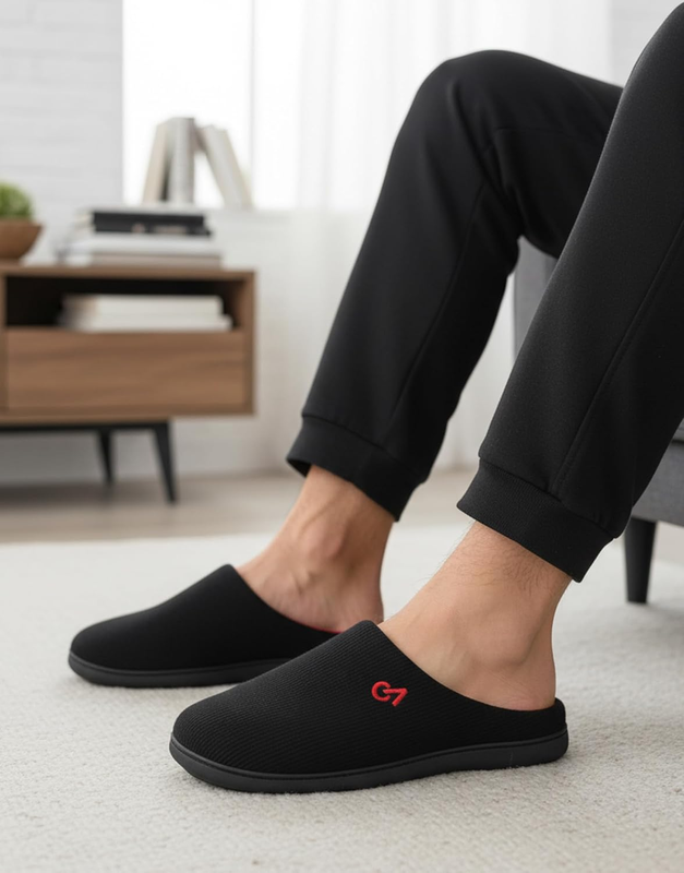 Men'S Two Tone Memory Foam House Slippers Indoor Outdoor Durable Rubber Sole1