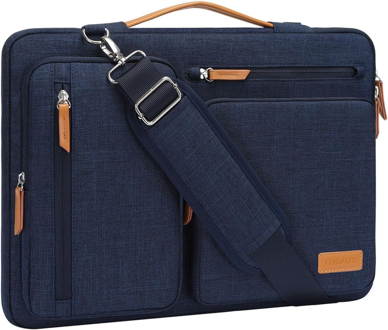 15.6 Inch Laptop Shoulder Bag 360 Protective Messenger 4 Zipper Pockets Green0